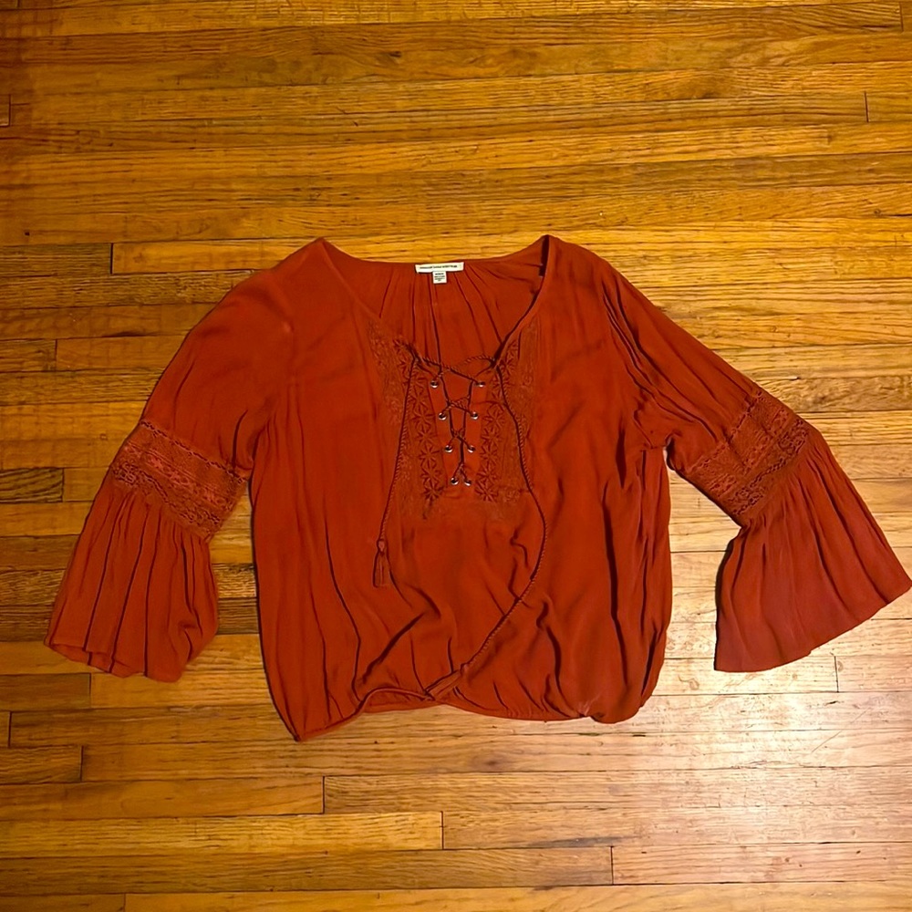 American eagle peasant top, size M